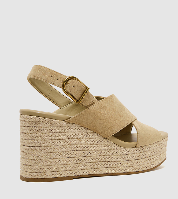 Faux Suede Slingback Espadrille Wedges