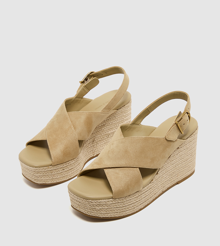 Faux Suede Slingback Espadrille Wedges