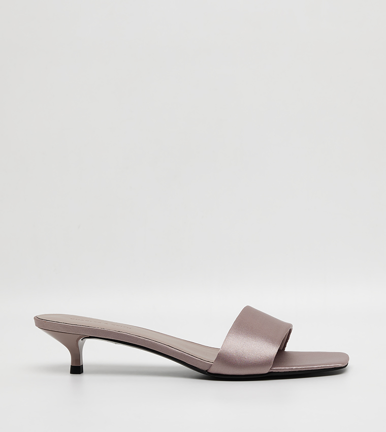 SUSIE Satin Kitten-Heel Sandals