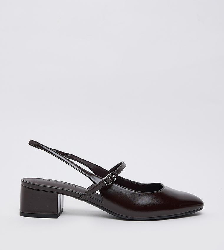 Block Heel Slingback Mary Jane Pumps