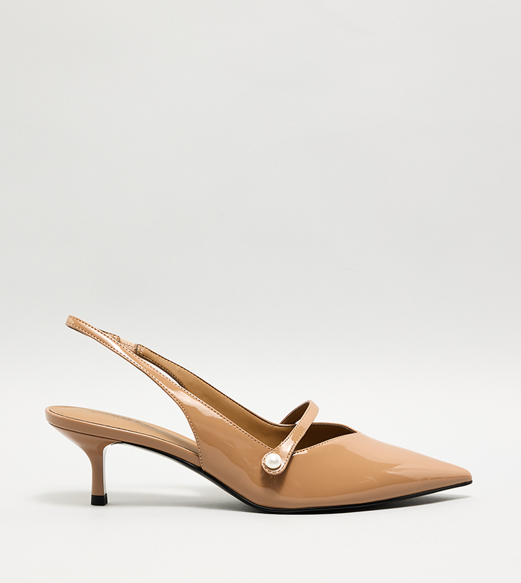 HELENA Patent Pearl Detail Slingback Pumps