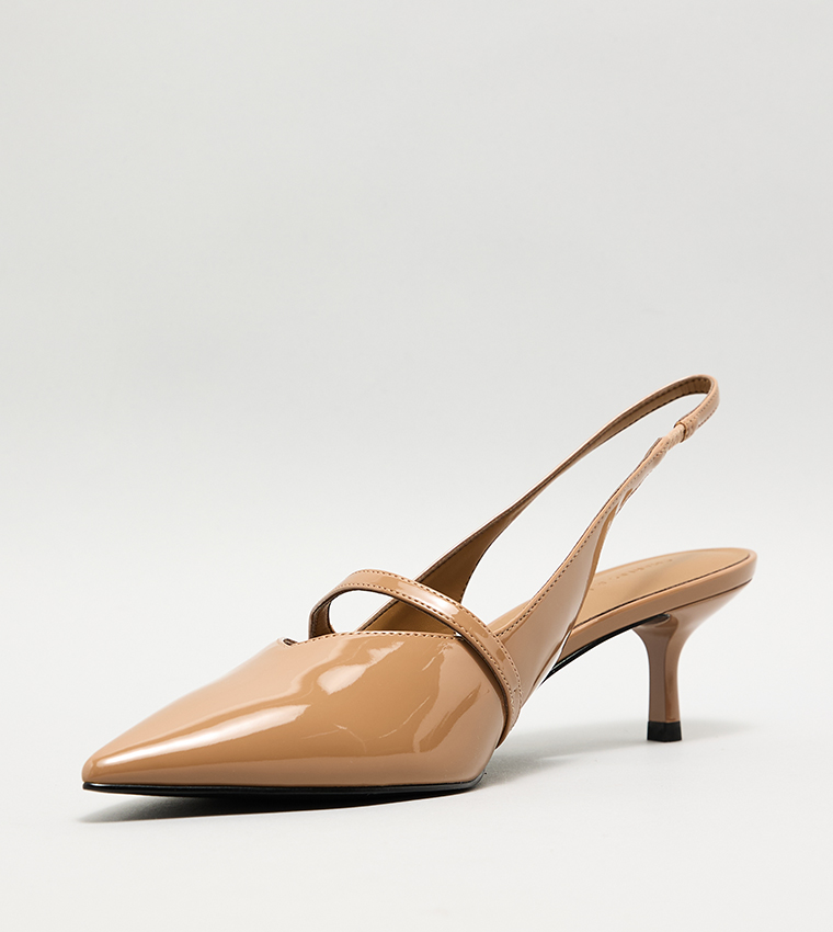 HELENA Patent Pearl Detail Slingback Pumps