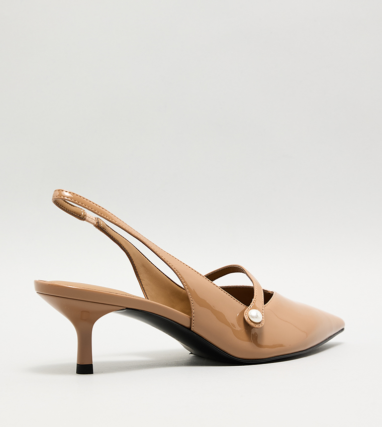 HELENA Patent Pearl Detail Slingback Pumps