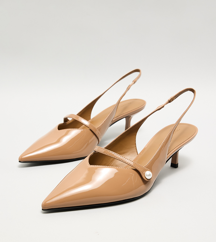 HELENA Patent Pearl Detail Slingback Pumps