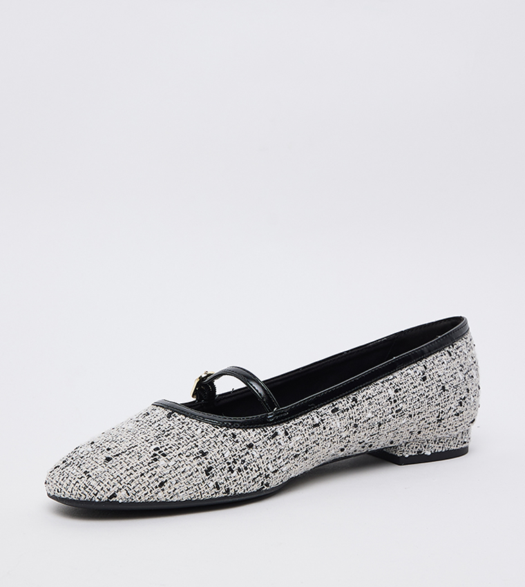 Tweed Contrast Trim Mary Janes