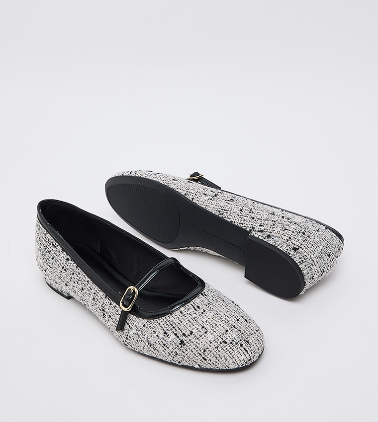 Tweed Contrast Trim Mary Janes