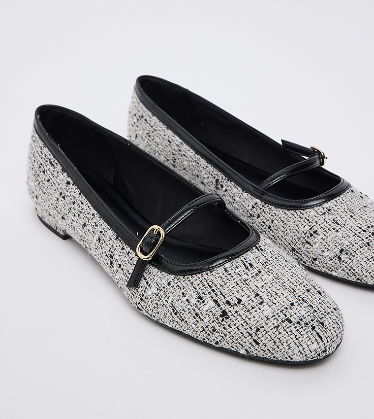 Tweed Contrast Trim Mary Janes