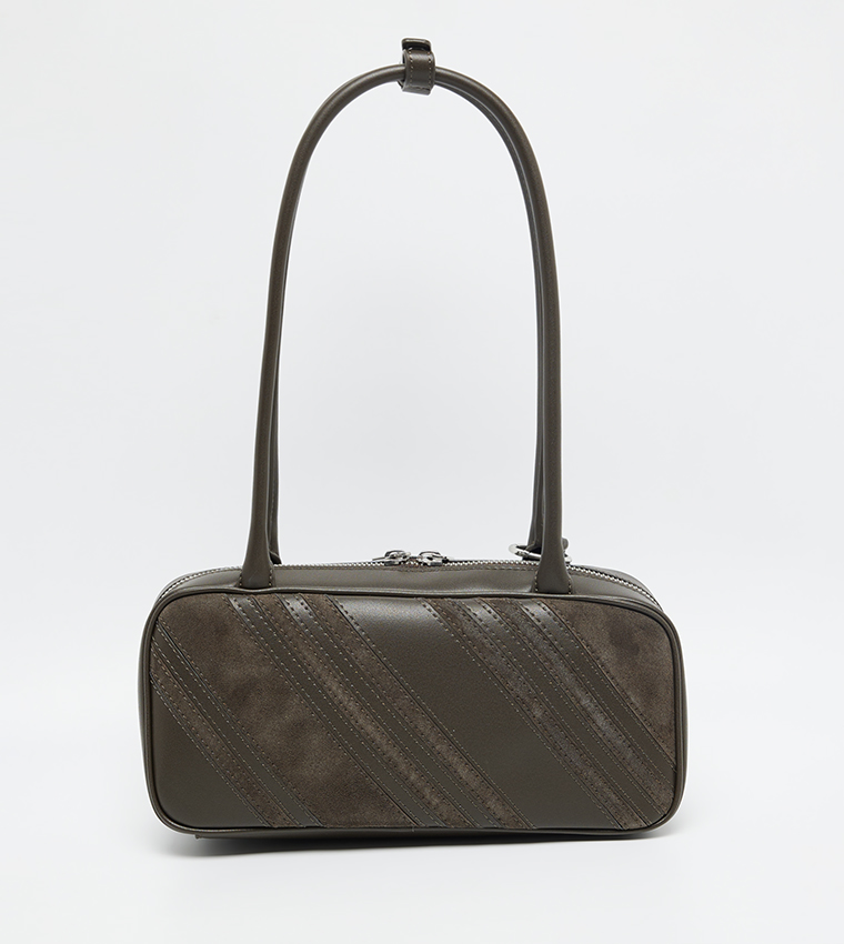 ZEYA Recycled Suede Striped Shoulder Bag