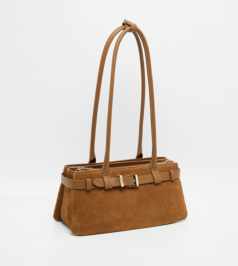 JODY Suede Belted Shoulder Bag