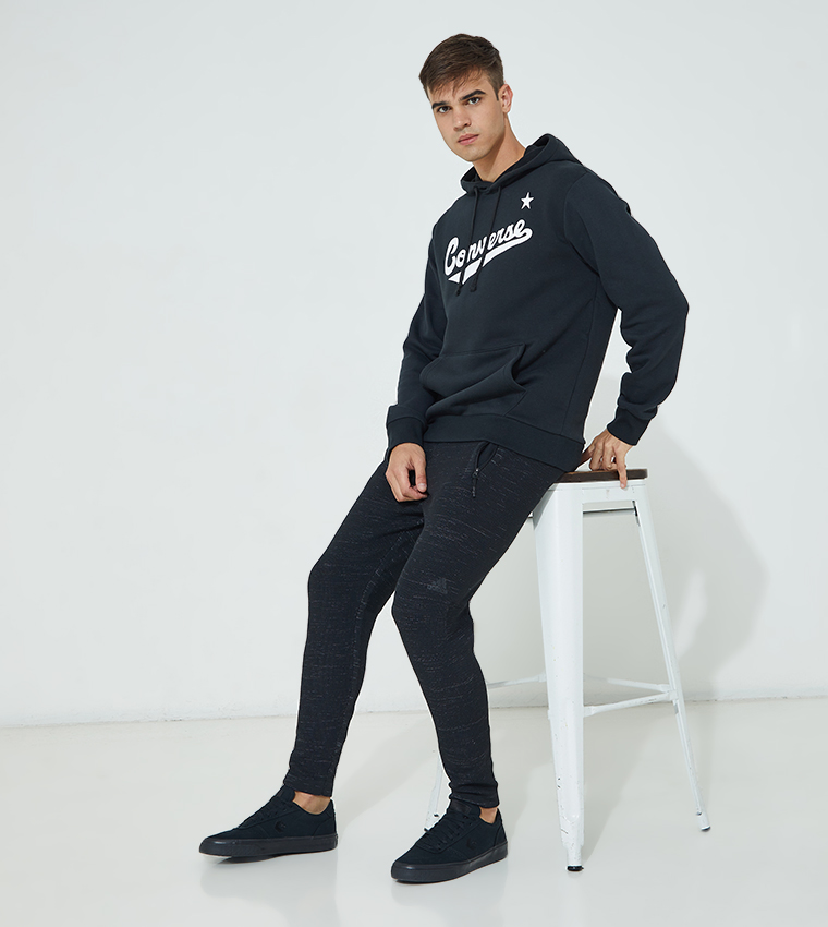 Black converse deals hoodie mens