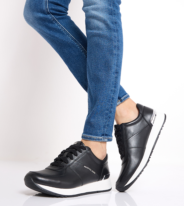 Michael michael kors allie floral appliqué sale leather sneaker