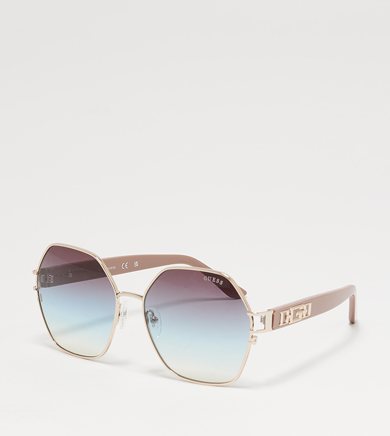 Buy Guess Logo Detail Hexagon Sunglasses In Gold 6thStreet UAE