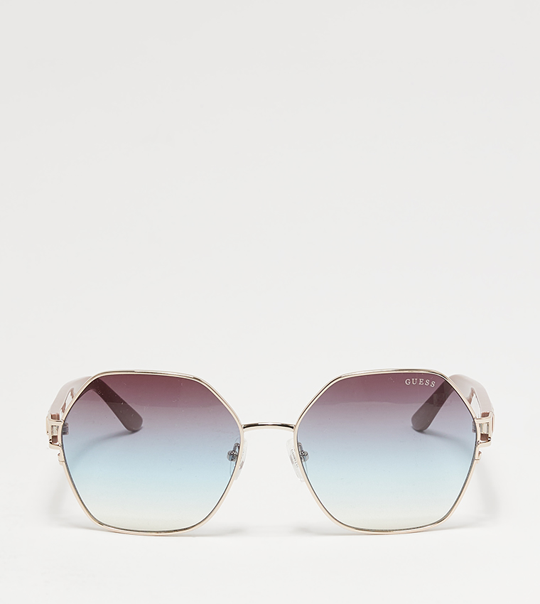 Buy Guess Logo Detail Hexagon Sunglasses In Gold 6thStreet UAE