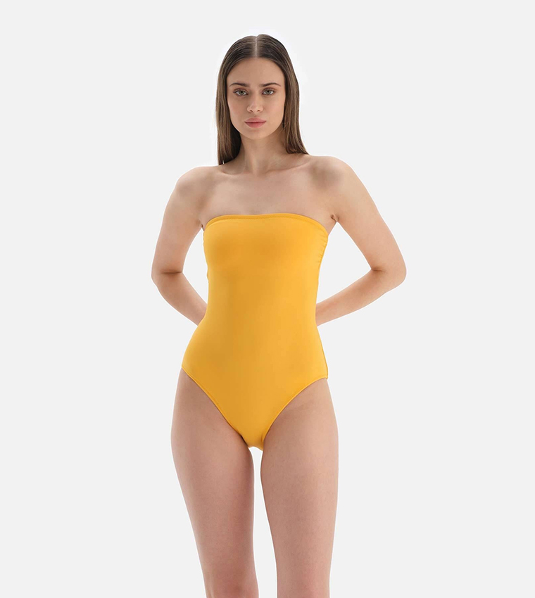 Strapless yellow bathing suit new arrivals
