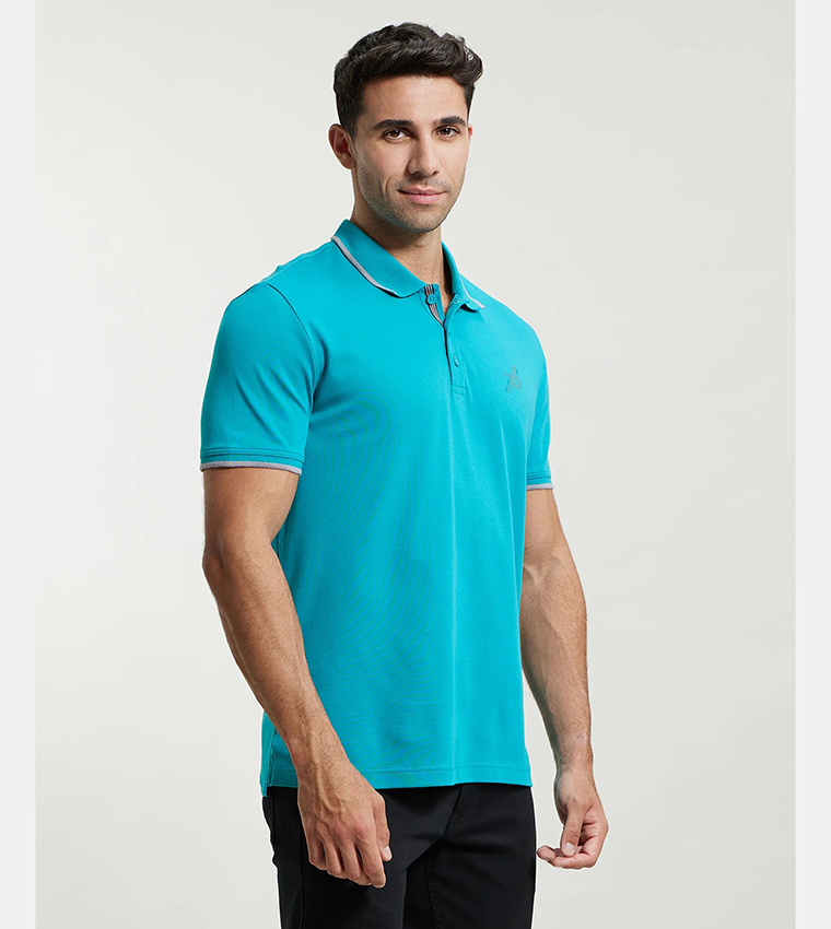 Contrast Tipping Short Sleeves Polo T-Shirt