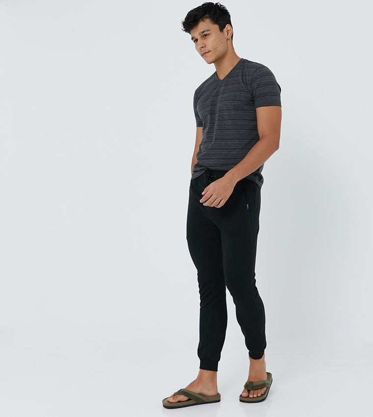 Athleisure-Mens Strait fit Track Pants-Black