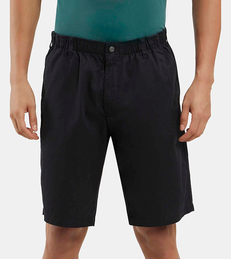 International Collection Solid Elastic Waist Shorts