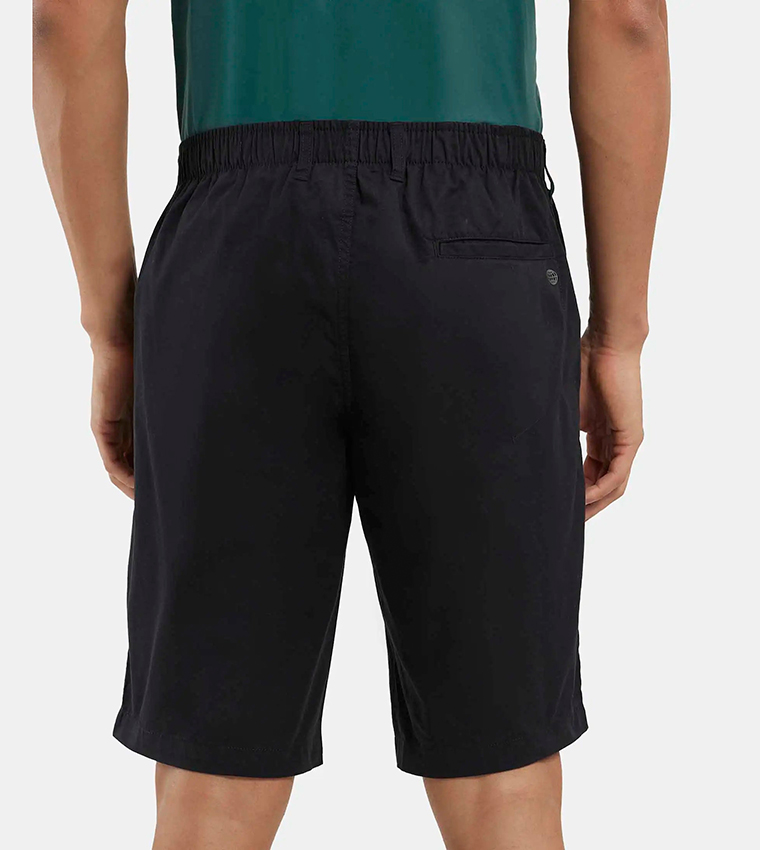 International Collection Solid Elastic Waist Shorts