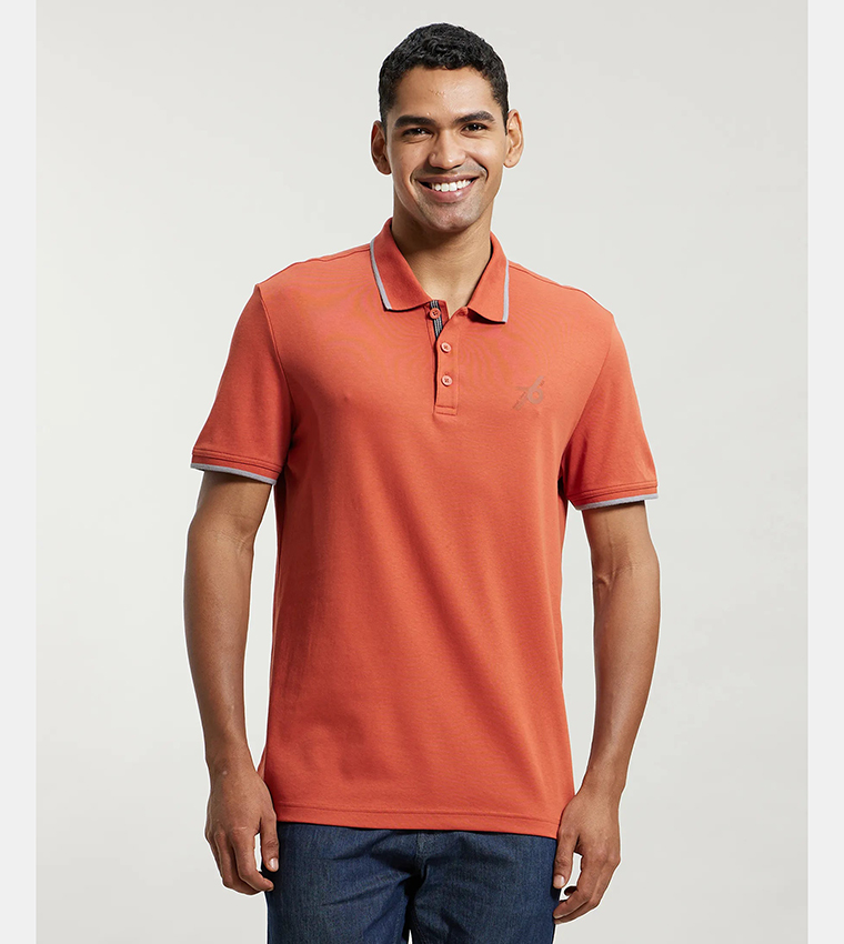 Contrast Tipping Short Sleeves Polo T-Shirt