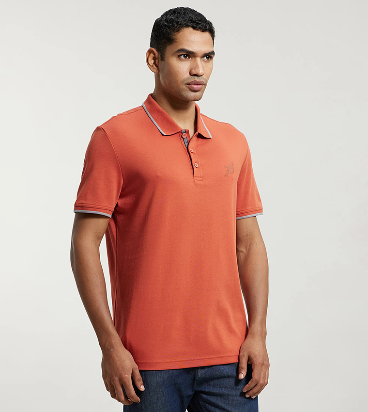 Contrast Tipping Short Sleeves Polo T-Shirt