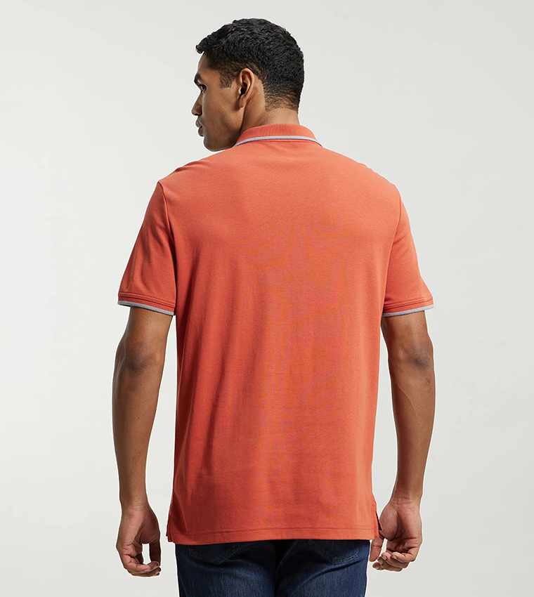 Contrast Tipping Short Sleeves Polo T-Shirt