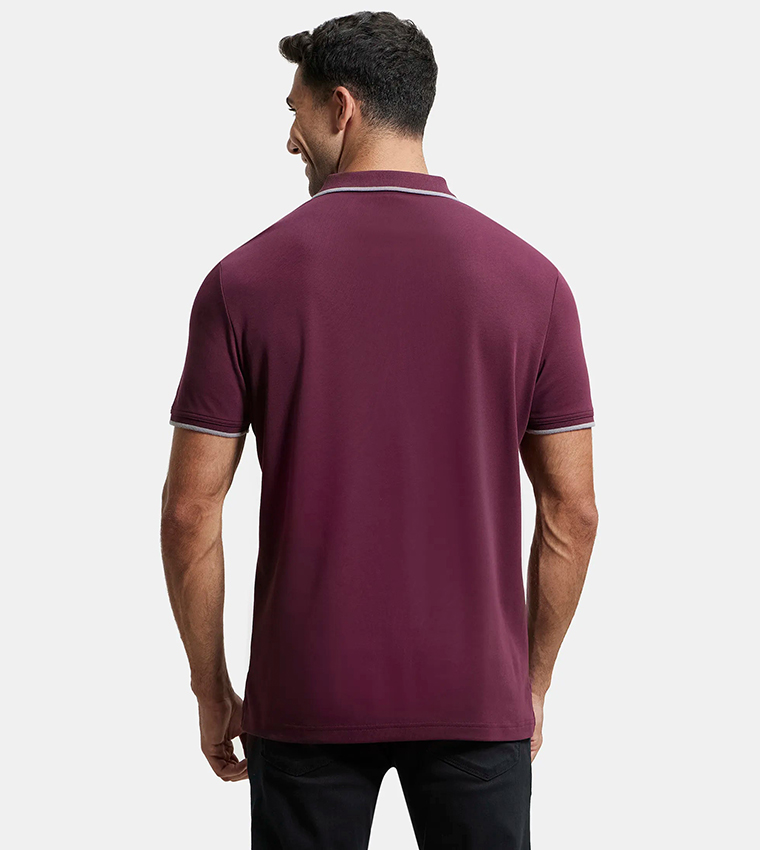 Contrast Tipping Short Sleeves Polo T-Shirt