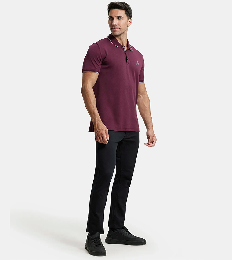 Contrast Tipping Short Sleeves Polo T-Shirt