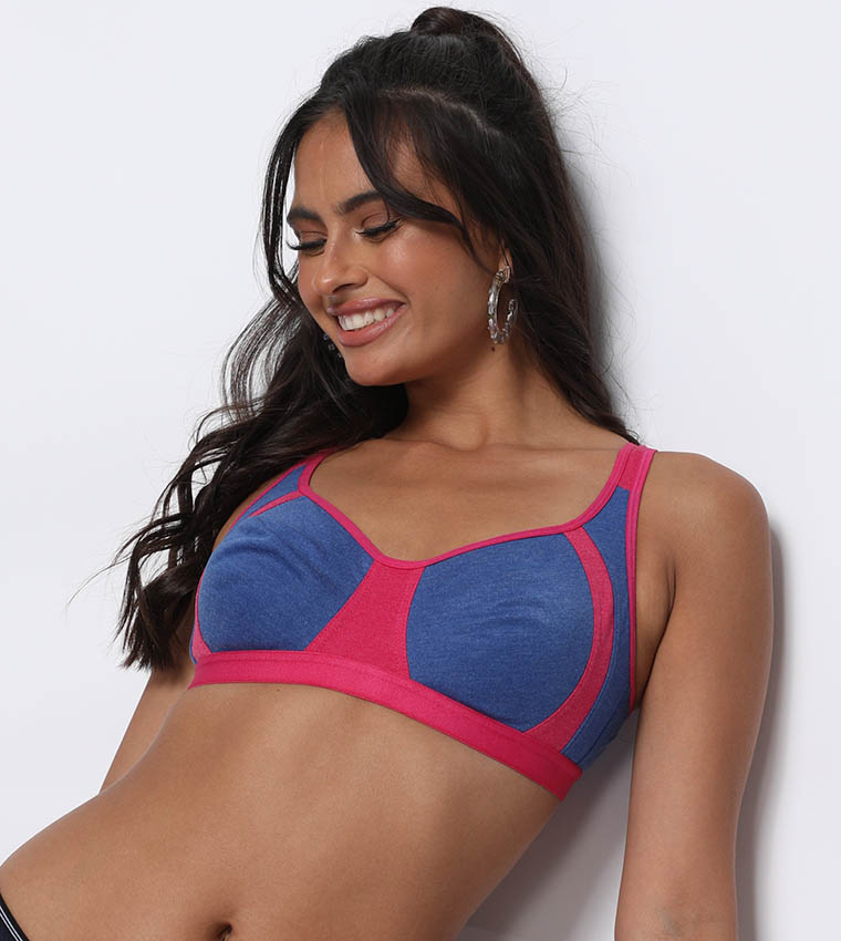 Buy Clovia Non Padded Non Wired Full Coverage T Shirt Bra In Navy