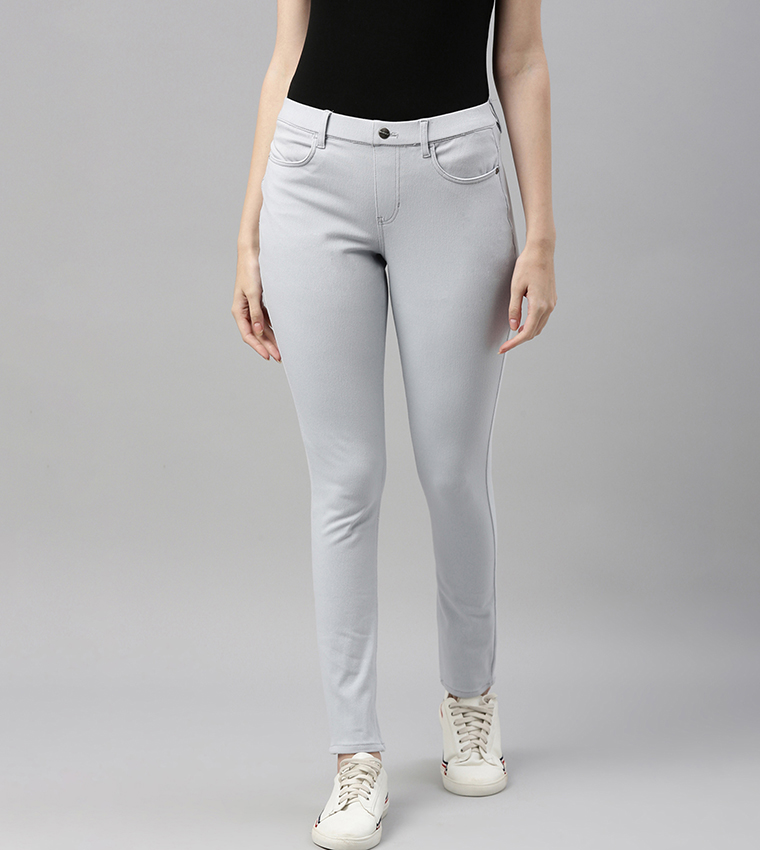 Solid Skinny Fit Stretch Jeggings