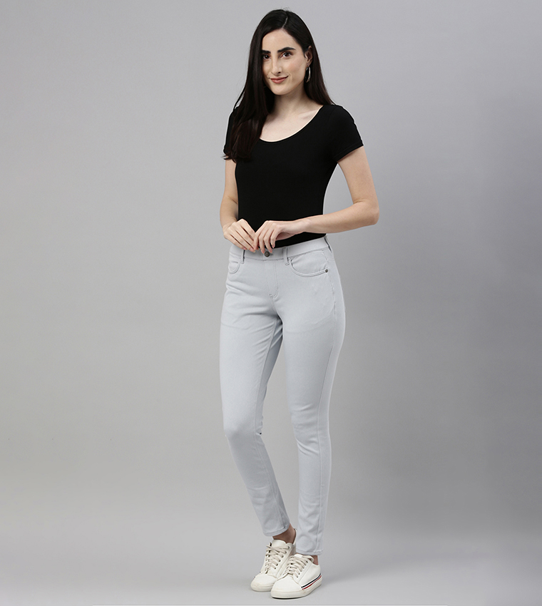 Solid Skinny Fit Stretch Jeggings