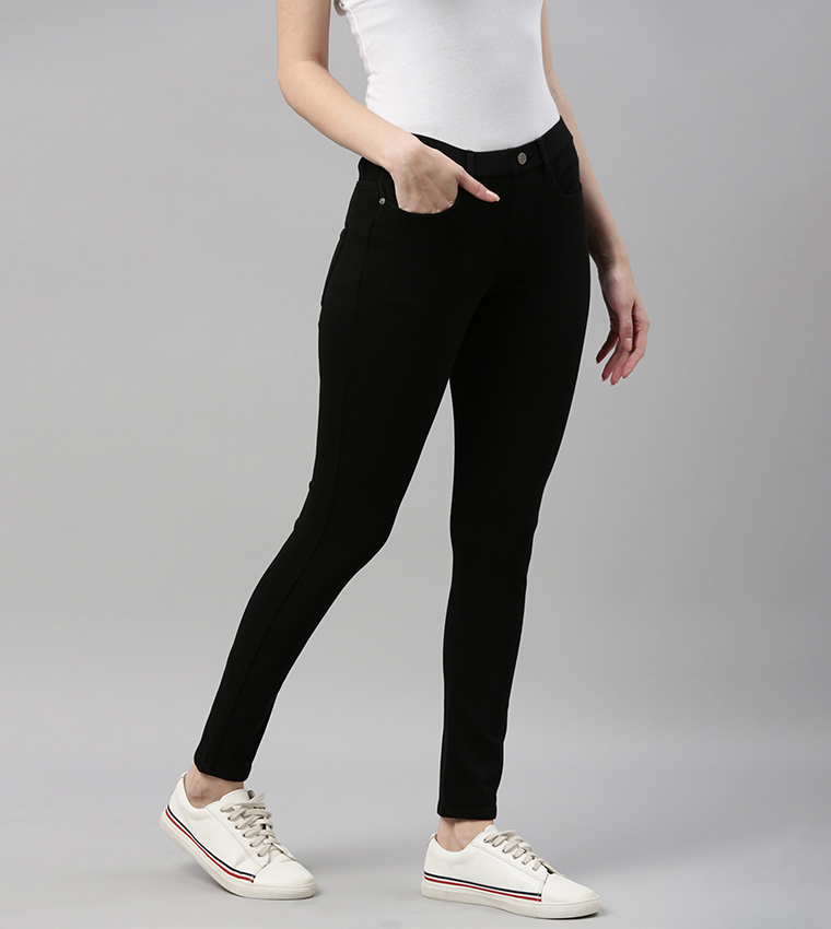 Solid Skinny Fit Stretch Jeggings