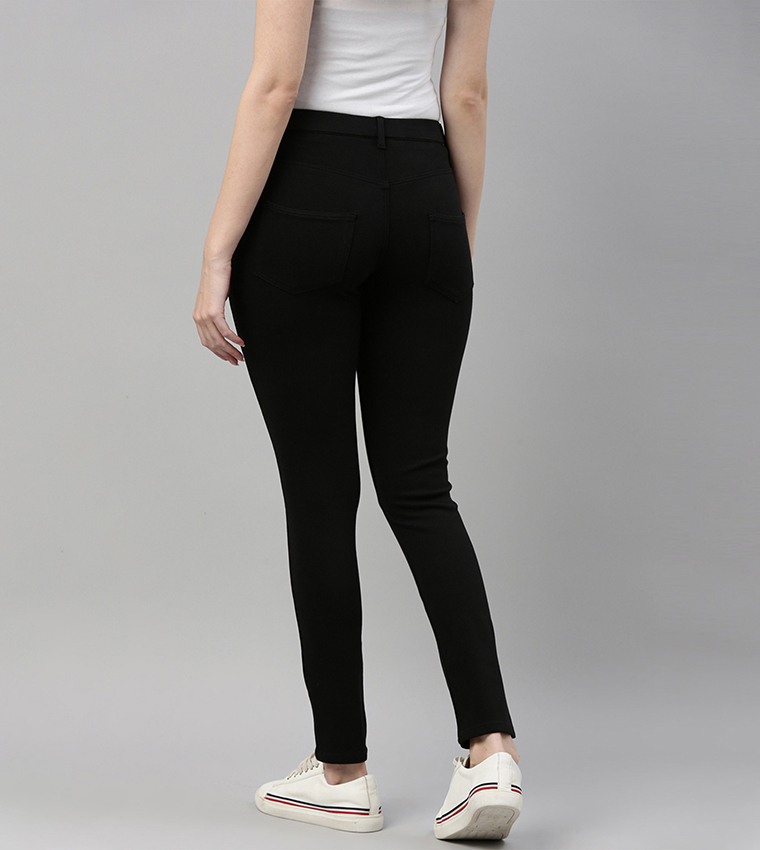 Solid Skinny Fit Stretch Jeggings