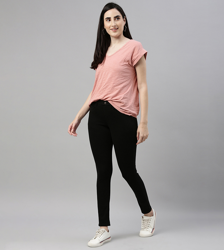Solid Skinny Fit Stretch Jeggings