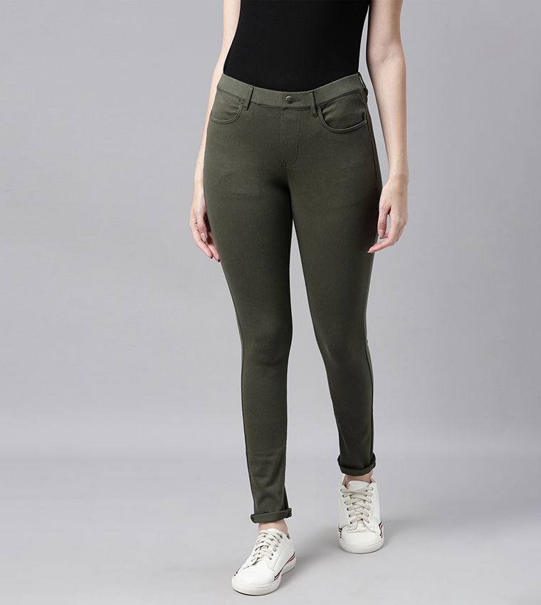 Solid Skinny Fit Stretch Jeggings