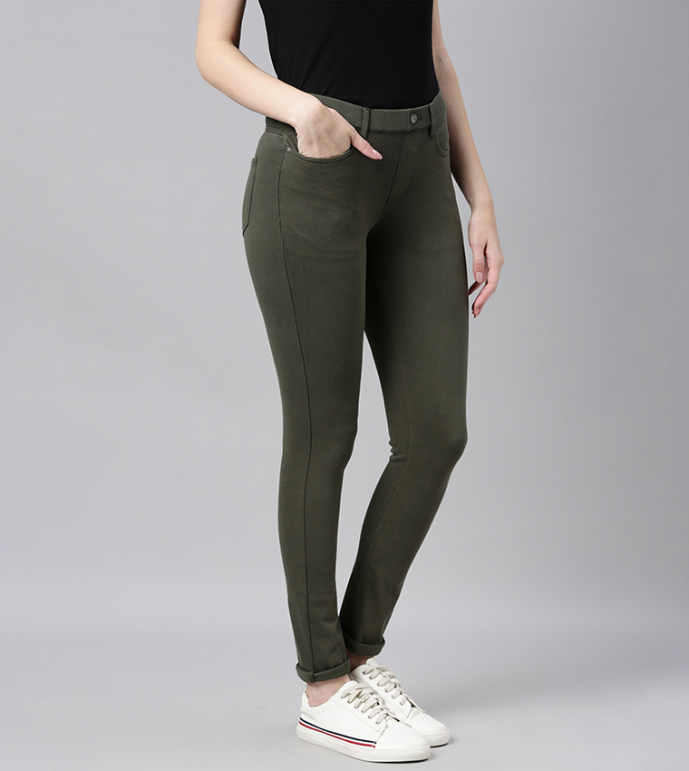 Solid Skinny Fit Stretch Jeggings