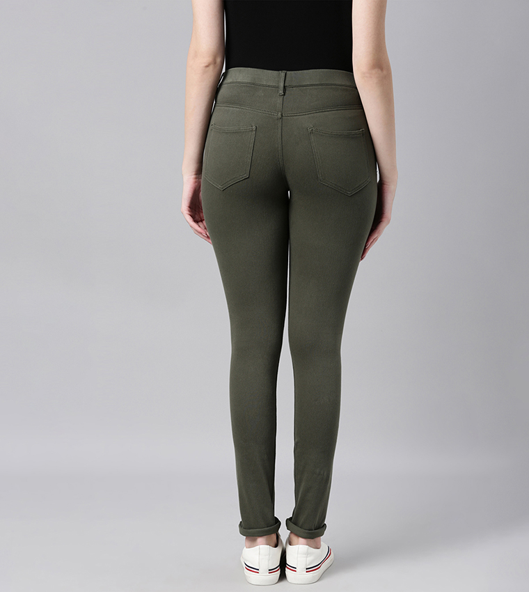 Solid Skinny Fit Stretch Jeggings