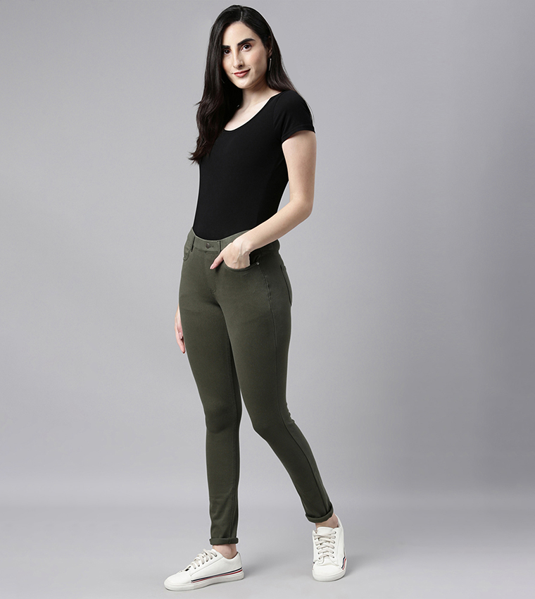 Solid Skinny Fit Stretch Jeggings