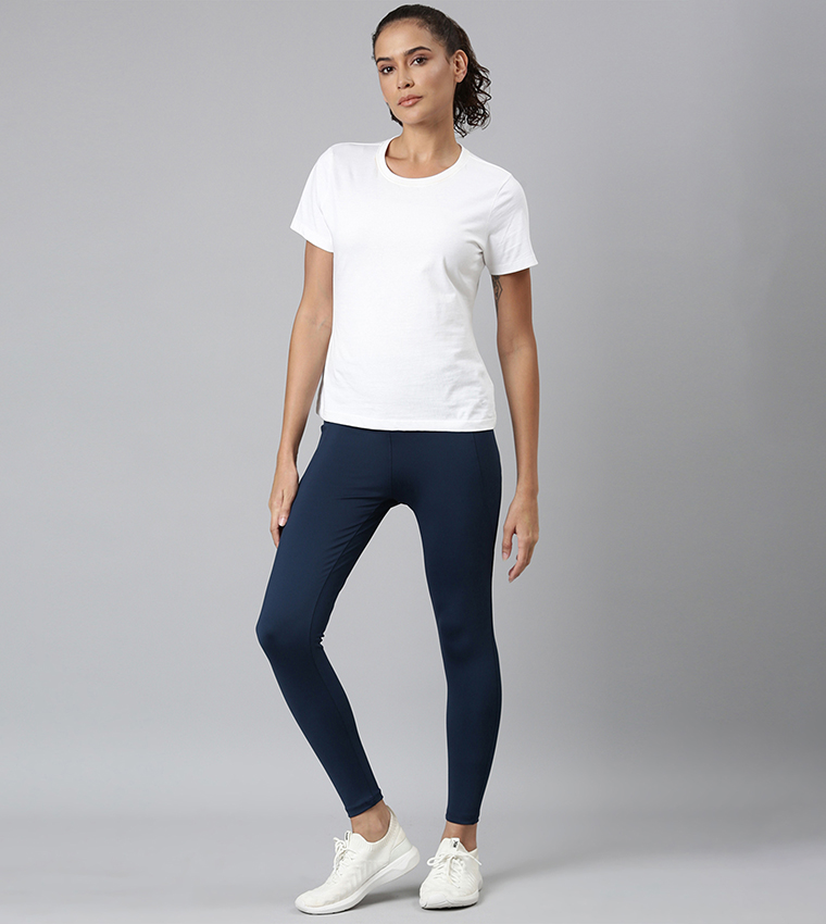 Solid High Rise Nylon Active Tights
