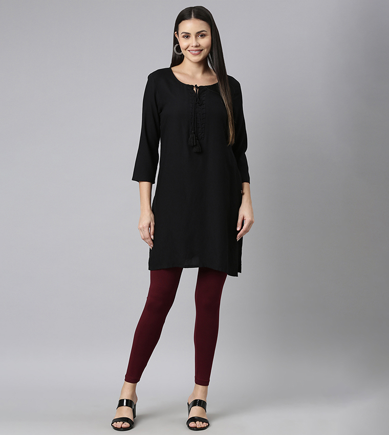 Solid Ankle Length Leggings