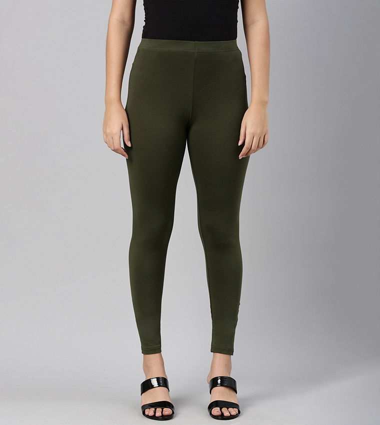 Solid Slim Fit Ankle Length Leggings - Tall