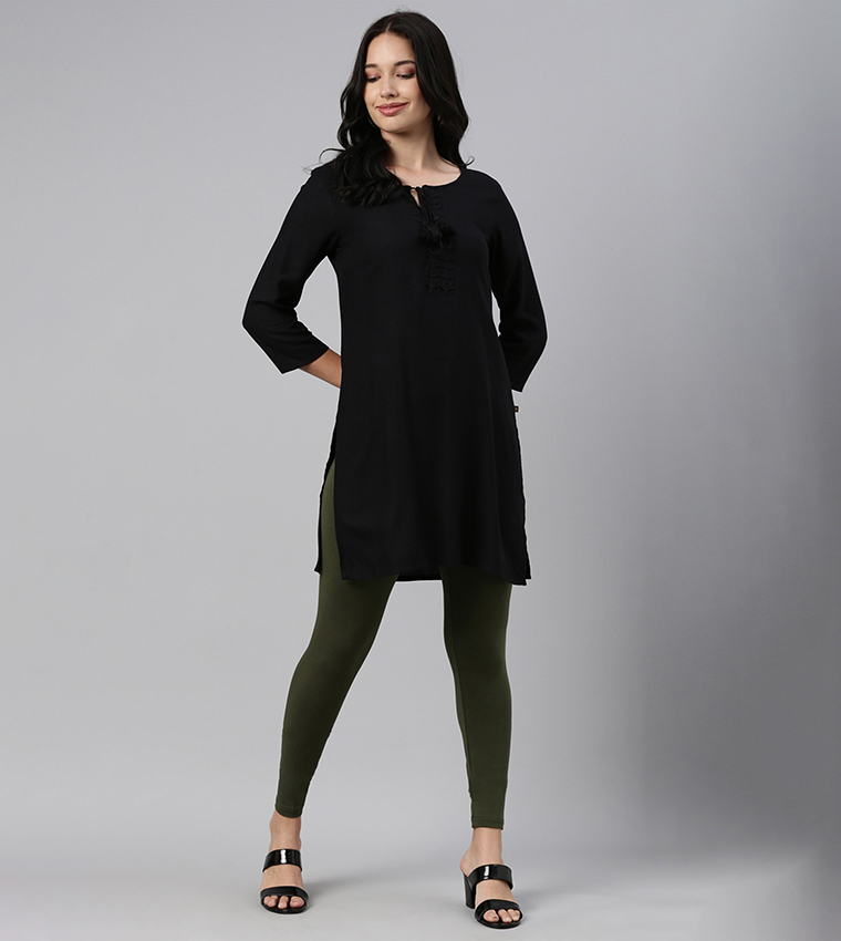 Solid Slim Fit Ankle Length Leggings - Tall