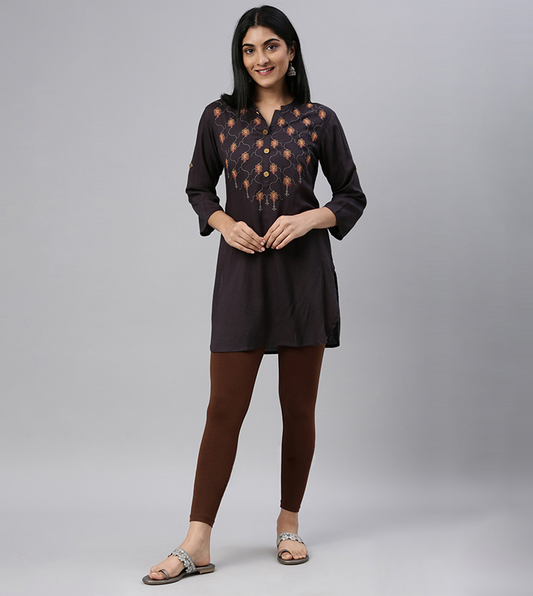 Solid Ankle Length Leggings