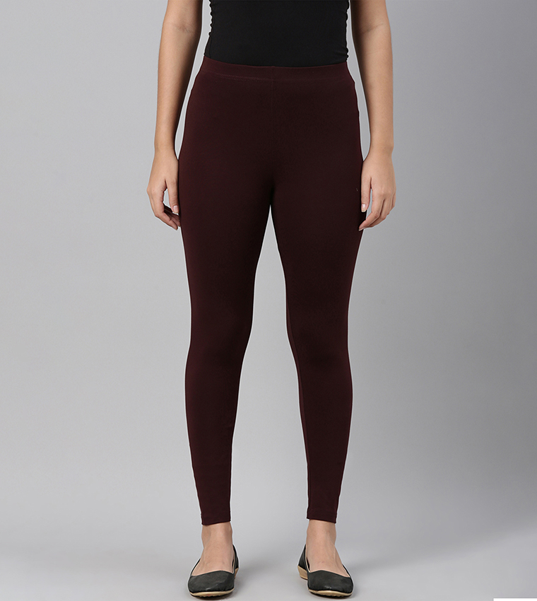 Solid Stretch Ankle Length Leggings