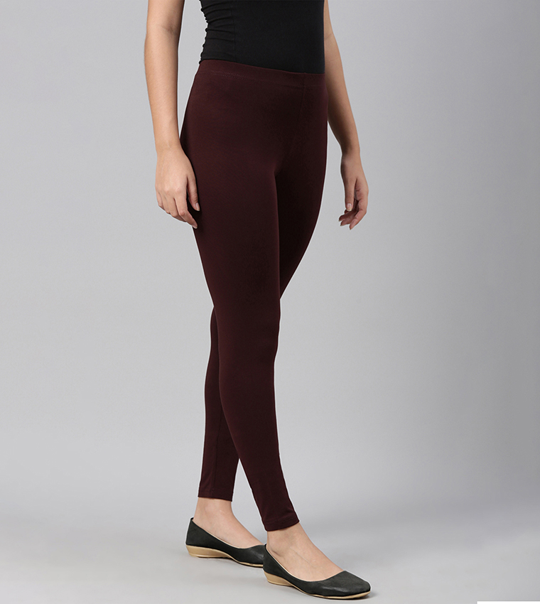 Solid Stretch Ankle Length Leggings