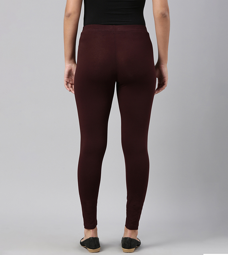 Solid Stretch Ankle Length Leggings