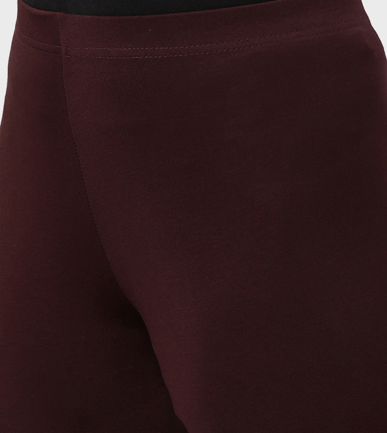 Solid Stretch Ankle Length Leggings