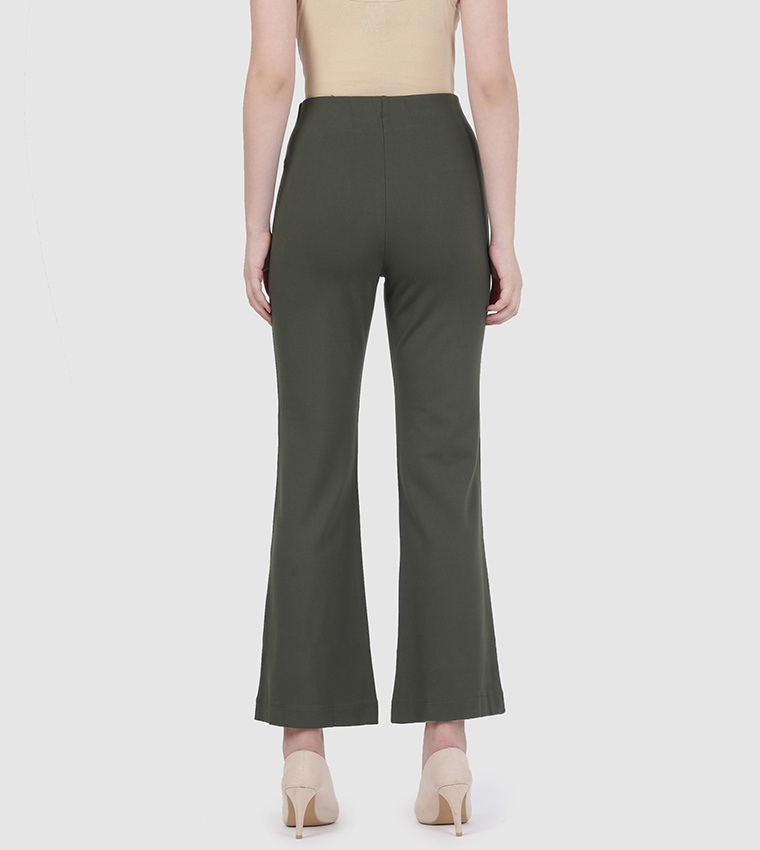 Elastic Waist Ponte Flared Pants