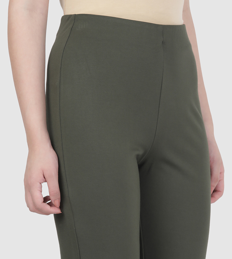 Elastic Waist Ponte Flared Pants