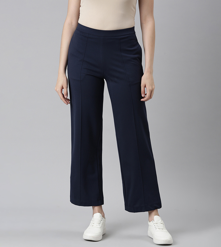 Solid Ponte Wide Leg Pants