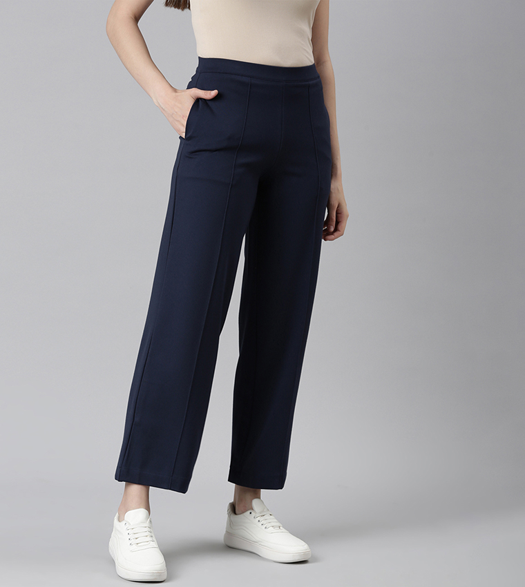 Solid Ponte Wide Leg Pants